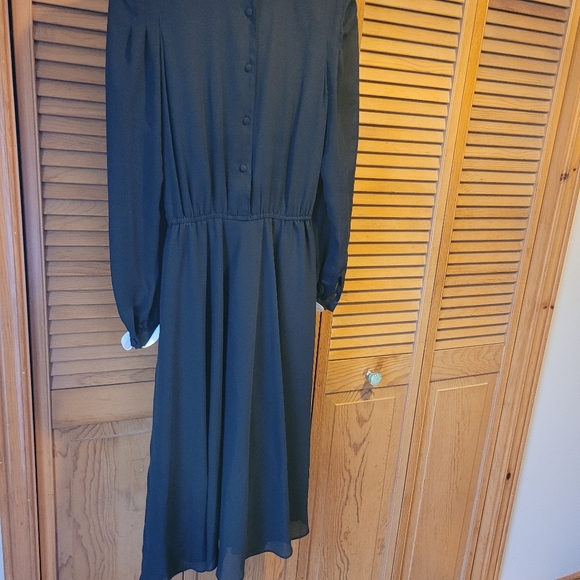 VTG Saint Jacques Paris Black & White Long Sleeve Pleated Dress - Picture 5 of 8